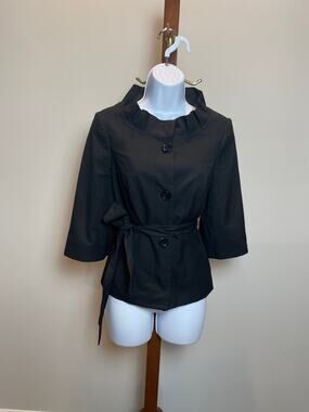 The Limited Ruffle Neck Blazer Size S Black Single Breasted